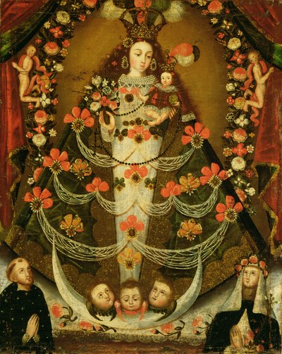 Virgin of Pomata with St. Nicholas of Tolentino and St. Rose of Lima by Peruvian School